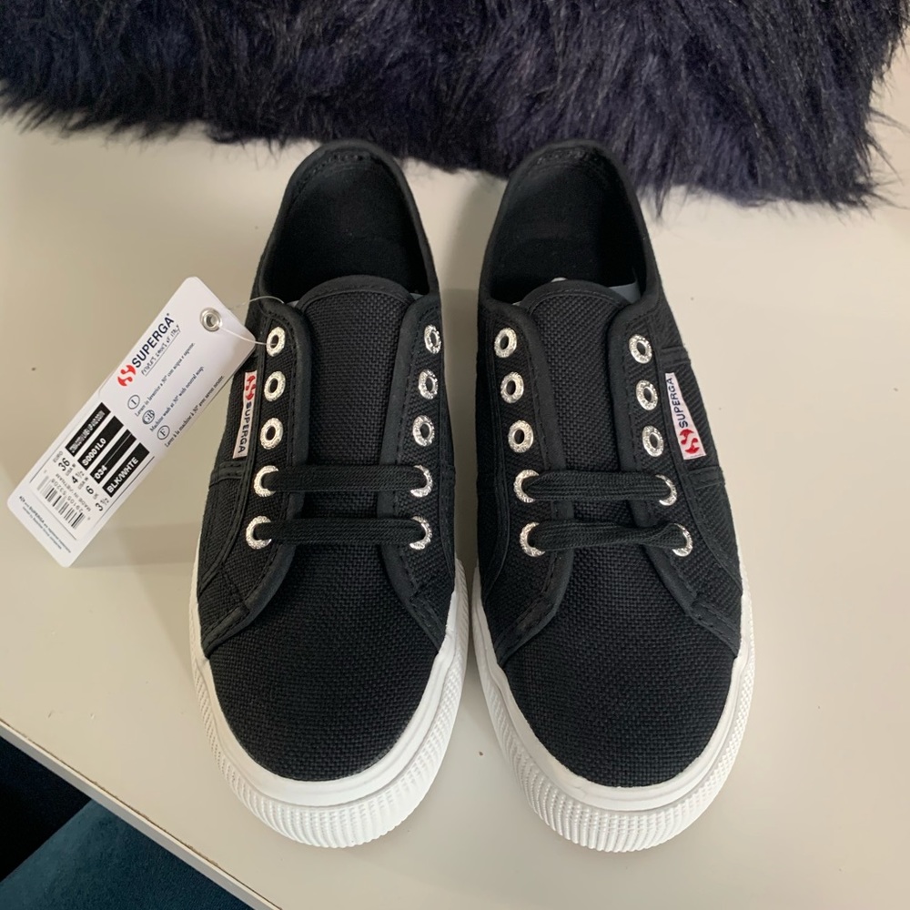 * NEW Superga 2790 Platform Sneaker Black & White - Picture 5 of 8